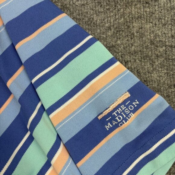 F&G Tech Polo Shirt Mens XL Blue Stripe The Madison Club Golf Performance - Picture 3 of 6
